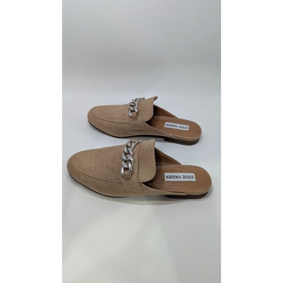 Steve Madden Tan Rally Faux-Suede Mule Loafers - Picture 5 of 6